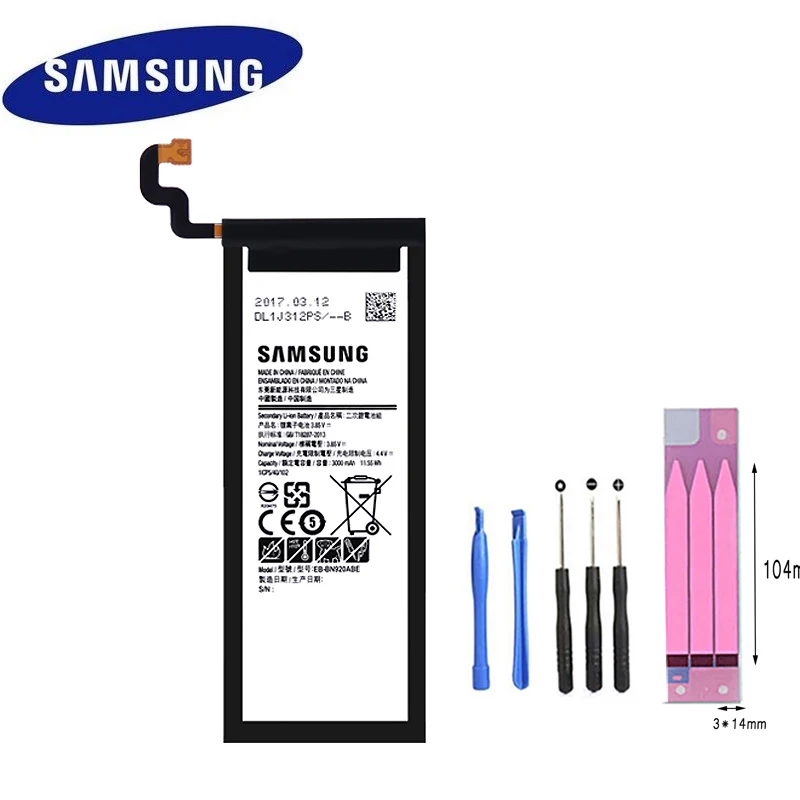 

SAMSUNG Original Phone Battery EB-BN920ABE For Samsung GALAXY Note 5 N9200 N920t N920c Note5 SM-N9208 N9208 3000mAh Batteries