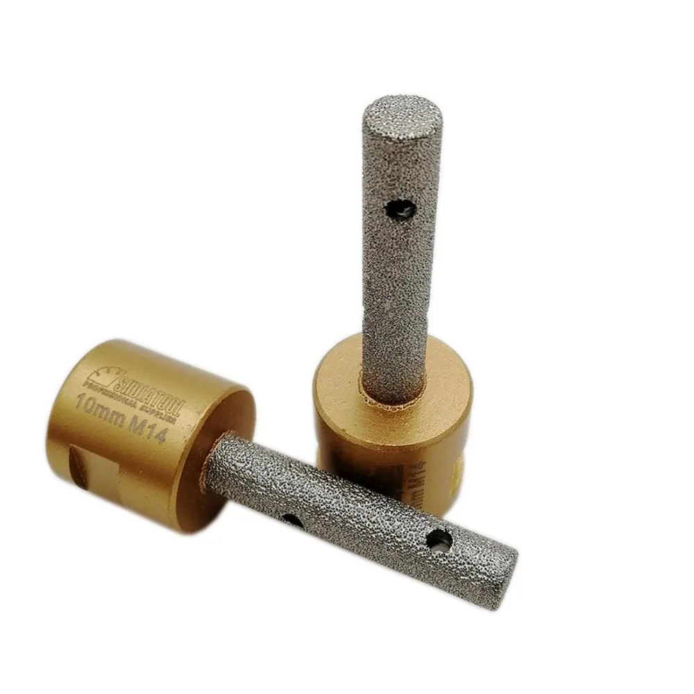 SHDIATOOL 2pcs Dia10mm M14 Thread Vacuum Brazed Diamond Finger Bits Tile Countertop Milling bits Enlarge Marble Drilling bit