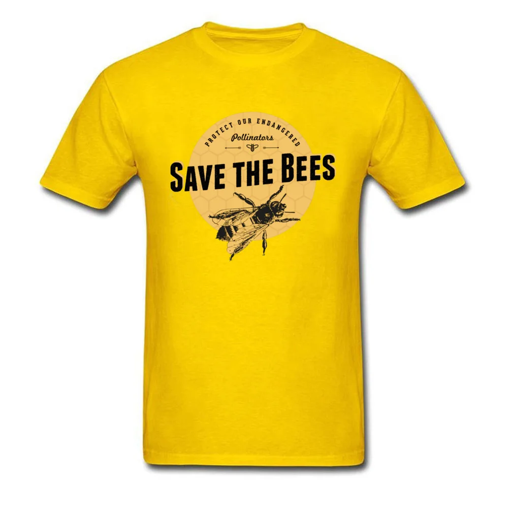 Save the Bees 4779 Crewneck Top T-shirts Summer/Autumn Design Tops Tees Short Sleeve Hip Hop 100% Cotton Fabric Tops Shirts Men Save the Bees 4779 yellow