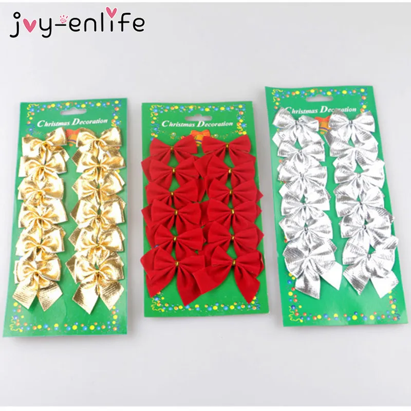 12pcs/lot Pretty Bow Tie Christmas Tree Ornaments Christmas Pendant Tree Decoration Baubles 2020 New Year Decorations Supplies