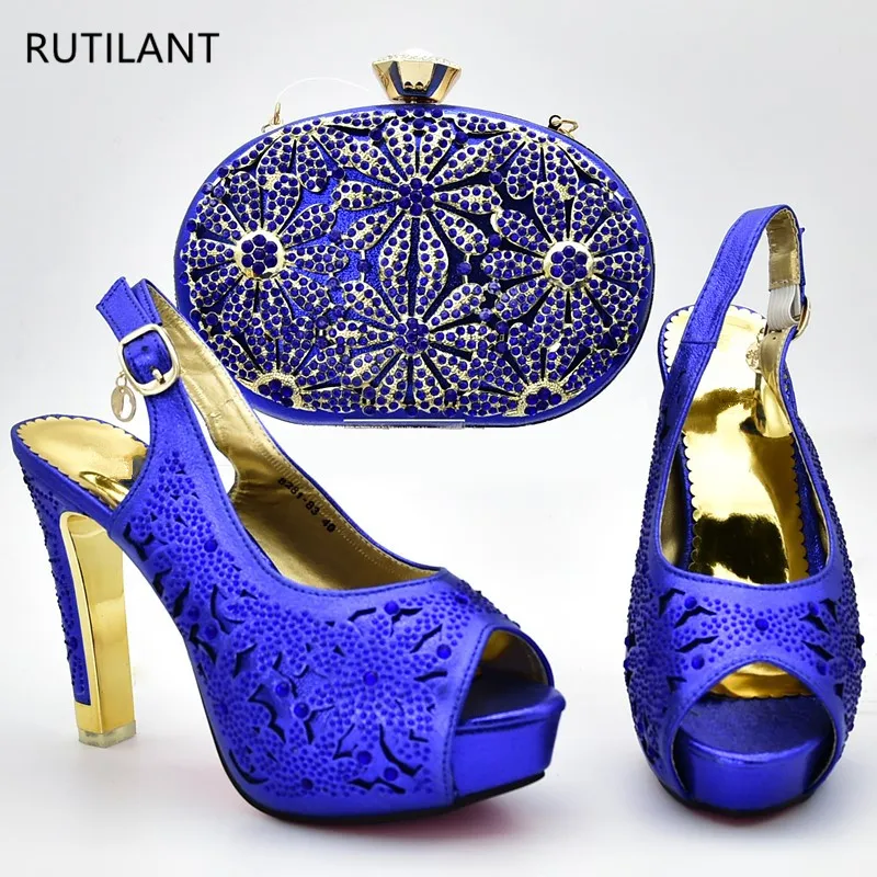 

Latest Nigerian Party Shoes and Bag Sets Women African Matching Shoes and Bags Italian In Women Italy Wedding Pumps Shoe and Bag