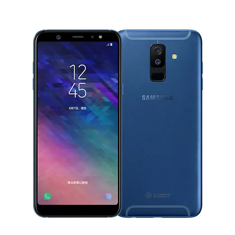 Samsung Galaxy A6050 A6+ мобильный телефон 6,0 дюймов FHD 4 Гб+ 64 Гб Восьмиядерный 16,0 Мп+ 5,0 МП 24,0 МП фронтальная камера Android 4G LTE смартфон - Цвет: Blue