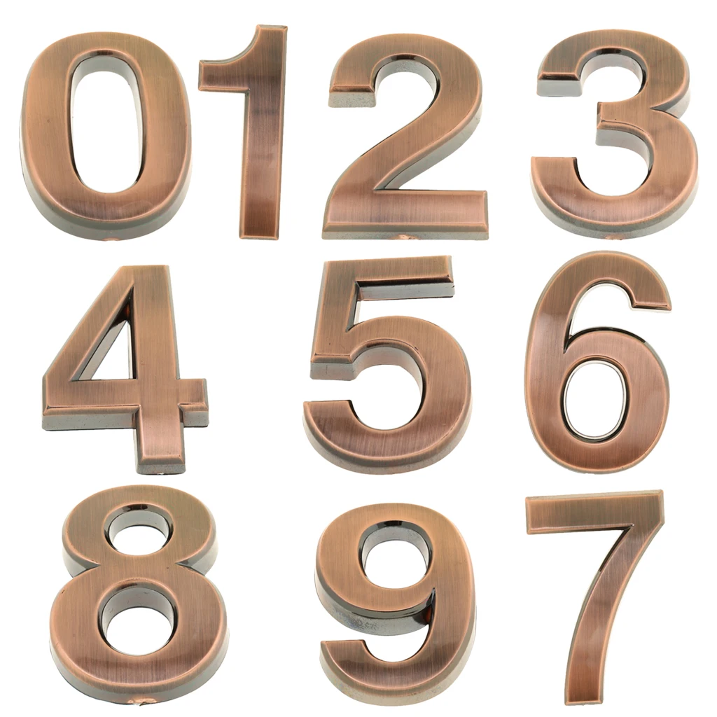 

Bronze Number Modern Plaque Number House Hotel Door Address Digits Sticker Plate Sign 0-9 Home Wedding Decoration Supply