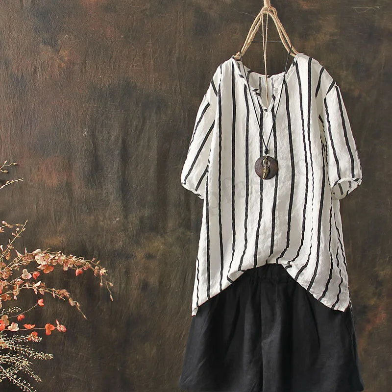

plus size t shirt harajuku striped large size tshirt V-Ncek Solid Color Short Sleeve females Tops oversize t-shirt summer #G7