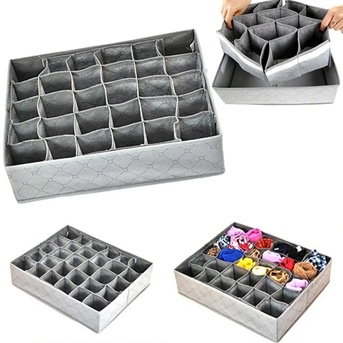 

High Quality storage box Non-woven Fabric Foldable Underwear Socks Drawer Organizer Storage Box Useful 30 Cells Container