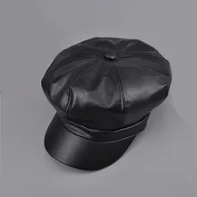 Модный крутой ПУ берет шапка для мужчин и женщин Gorras Planas винтажная кожаная кепка Boinas зимняя уличная теплая Кепка