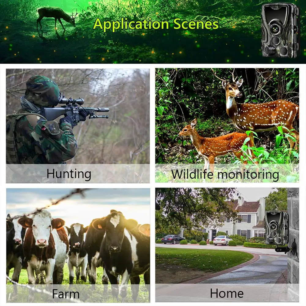 Hunting Camera 16MP Trail Camera Night Vision Photo Traps Camera Chasse Waterproof Wildlife Forest Camera Scouts HC801A (10)