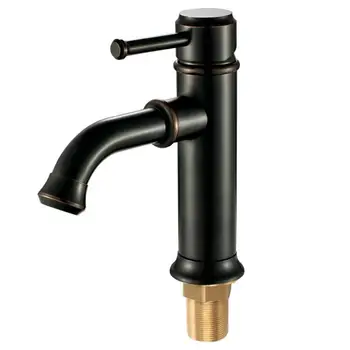 

Brass Black Vintage Brushed Sink Hot And Cold Mixing Faucet, European Single Handle Washbasin Tap kitchen Bathroom Art Bibcock