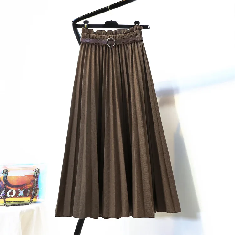 

new fund skirt 2018 autumn outfit belt thickening skirts restore ancient ways tall waist pleated skirt show thin long skirts