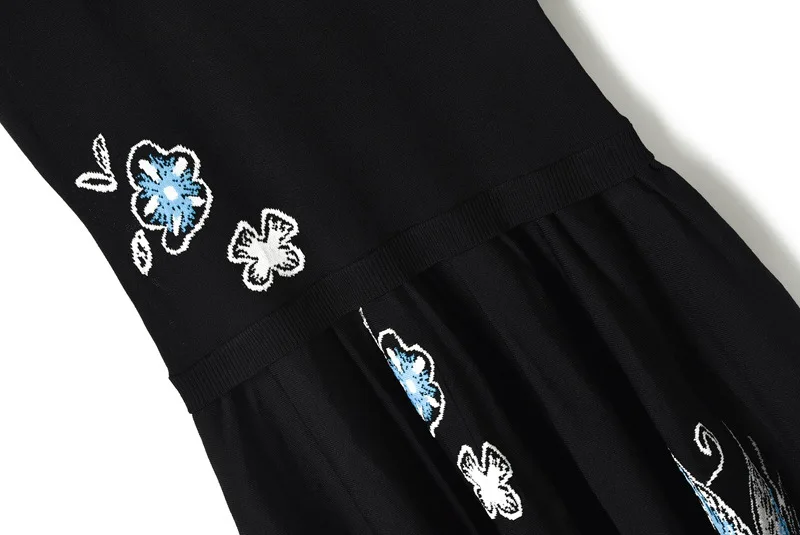 Платье чёрное трикотажное платье 2019 летний женский стиль Пётр пан воротник