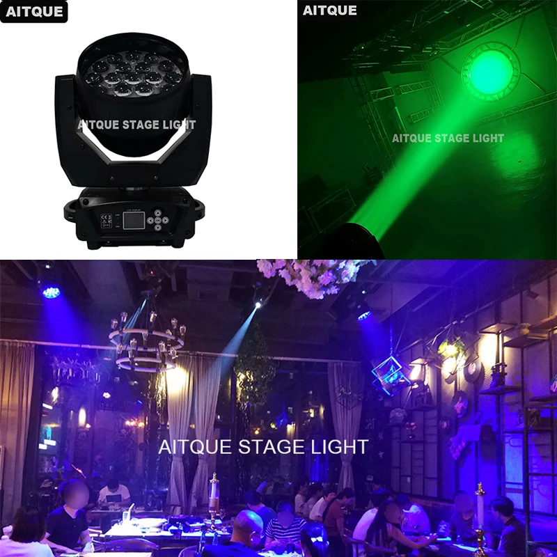 

16lot Stage disco led moving head light professional 19 12watt led moving head wash zoom 19x12w