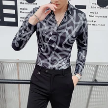 Четырехсезонные рубашки с отложным воротником; Camisas Para Hombre; рубашка с длинными рукавами и принтом; темперамент