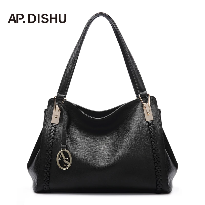 AP.DISHU genuine leather shoulder bag   Cow leather handbags 2017 designer brands soft casual Tote