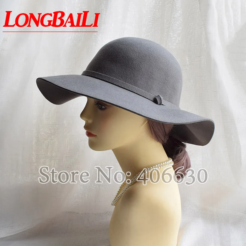 grey felt floppy hat