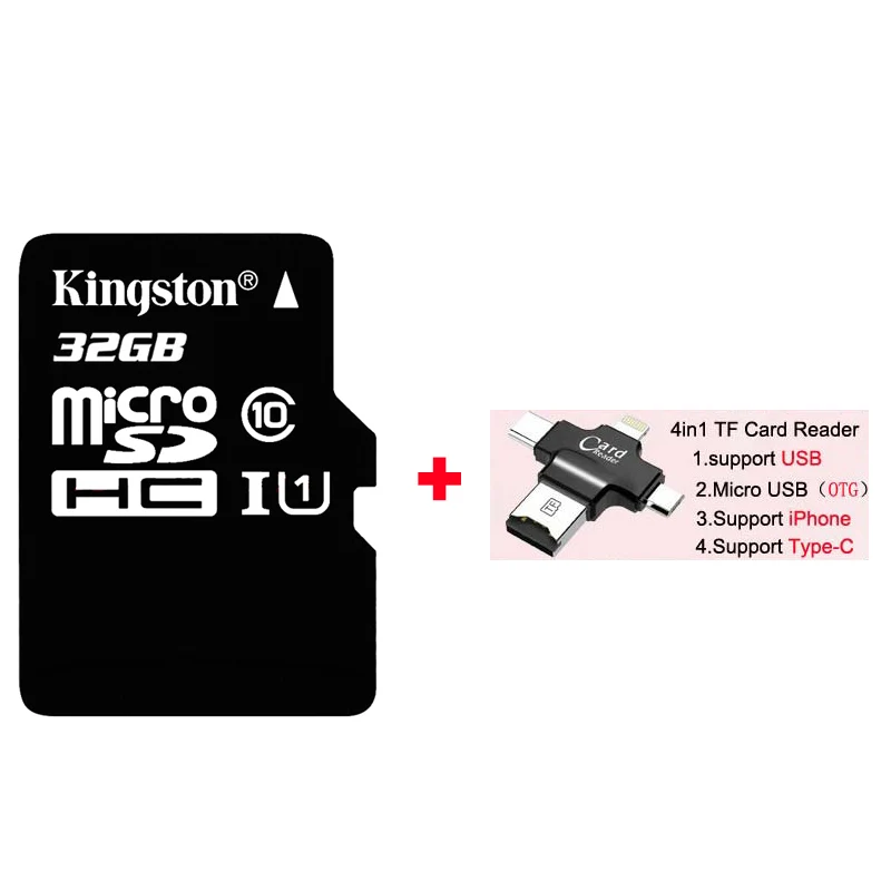 Kingston Micro SD карты памяти 32 ГБ 16 ГБ 64 ГБ Class10 mini sd карты Class4 8 ГБ 16 ГБ с TF Card Reader для Android-смартфон - Емкость: 32GB Plus 4in1 Reade