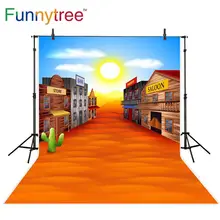 9x6ft Western Scenic Photo Backdrop Beautiful American Far West Cowboy City Town Photography Background Photo Studio Props Wallpaper for Travel Portraits