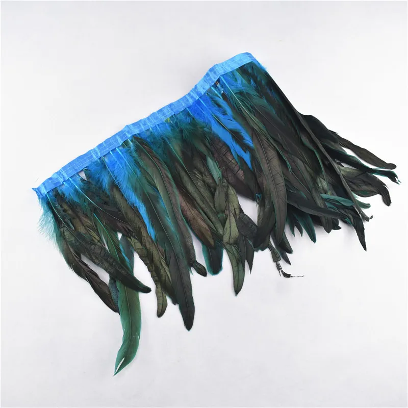 Красивое прямое крашеное куриное петушиные перья отделка ткани боковины 25-30 см, для свадебного украшения петушиные перья для красок - Цвет: Lake Blue