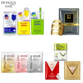 

BIOAQUA 24K gold mask v shape Hang ear type snail facial mask Acne Treatment Anti-Aging Moisturizing Liquid skin care