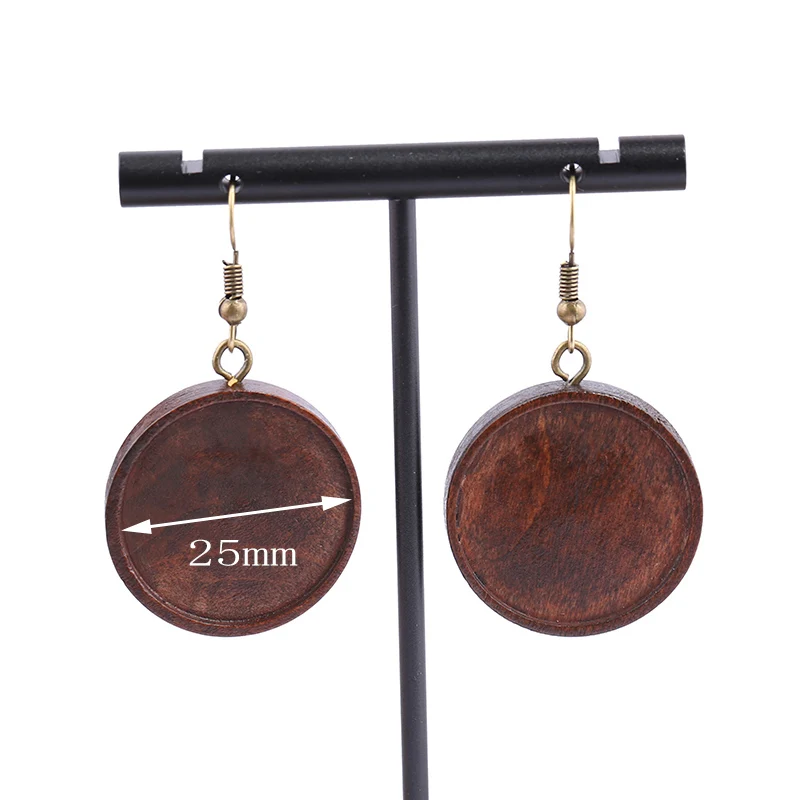 

onwear 5 pairs wood cabochon earring base dia 25mm blank bezel settings diy antique bronze earrings hooks findings for jewelry