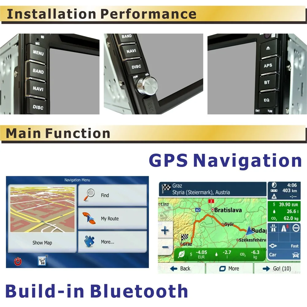 Clearance Car Multimedia Player Car 2DIN DVD GPS Navigation Car Stereo Radio GPS Bluetooth USB/SD Universal Player video Control  LC0353 3