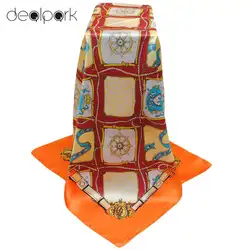 Винтаж для женщин шарф контрастным принтом квадратный дизайн Wraparound тонкие шали и шарфы для атлас платок Элитный бренд платки Femme