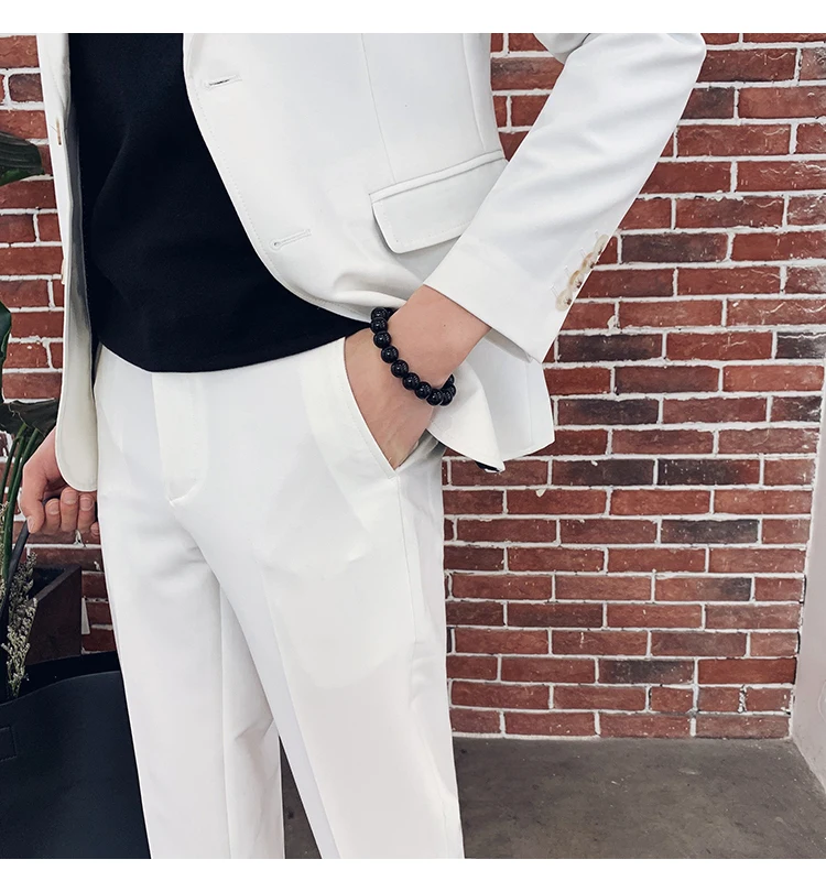 Мужской деловой обтягивающий Официальный Мужской костюм брюки Pantalon модное платье брюки мужские брюки в деловом стиле синий белый Pantaloni Tuta