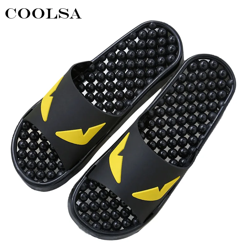 baratas Coolsa Mulheres Indoor Chinelos de Verão Chinelos Monstro Dos Desenhos Animados Plana Desliza Macio Antiderrapante Sandálias de Praia Casal Sapatos de Massagem de Pés