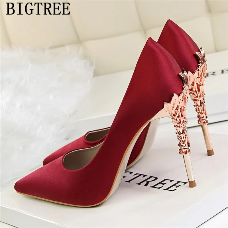 red heels wedding shoes bride new arrival 2019 women high heels dress shoes women black heels bigtree shoes zapatos mujer tacon