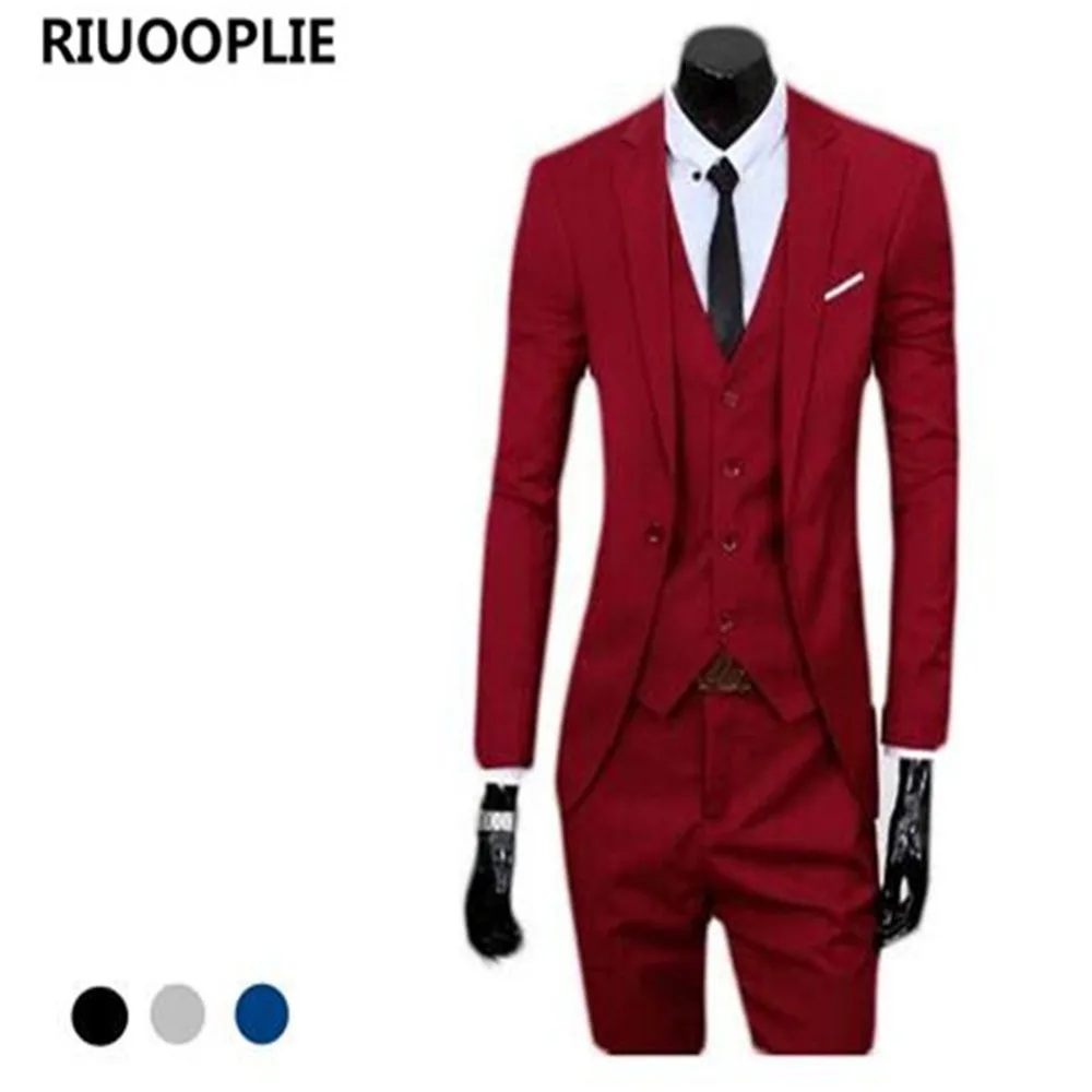 

RIUOOPLIE Mens Smart Fit 3Pcs/Set Suits Blazer Jacket Tux Vest Waistcoat Trouser Wedding