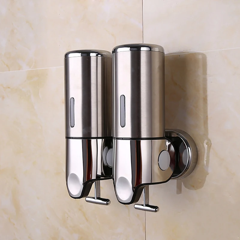 

Kitchen Hotle Double-head Shampoo & Soap Dispenser Liquid Soap Holder Wall Mount Lavatory bathroom Shower Accessories