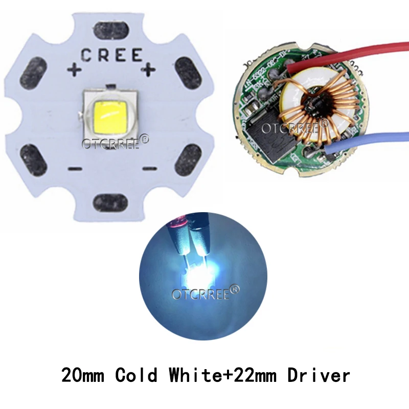 10 Вт Cree XM-L2 T6 XML2 T6 светодиодный светильник 20 мм PCB белый теплый белый нейтральный белый+ 22 мм 5 режимов 3-12 в драйвер для DIY фонарь светильник-вспышка