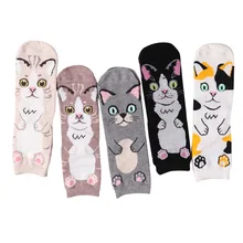 Новинка, женские хлопковые носки в стиле Харадзюку, Носки с рисунком кошачьего лица, женские носки, женские носки, осенне-зимние носки, Meias