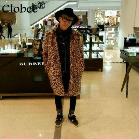 Plus Size Faux mink fur leather jacket men coats 2018 new arrival long winter Mink loose outwear men's leopard overcoats WR646 | Мужская
