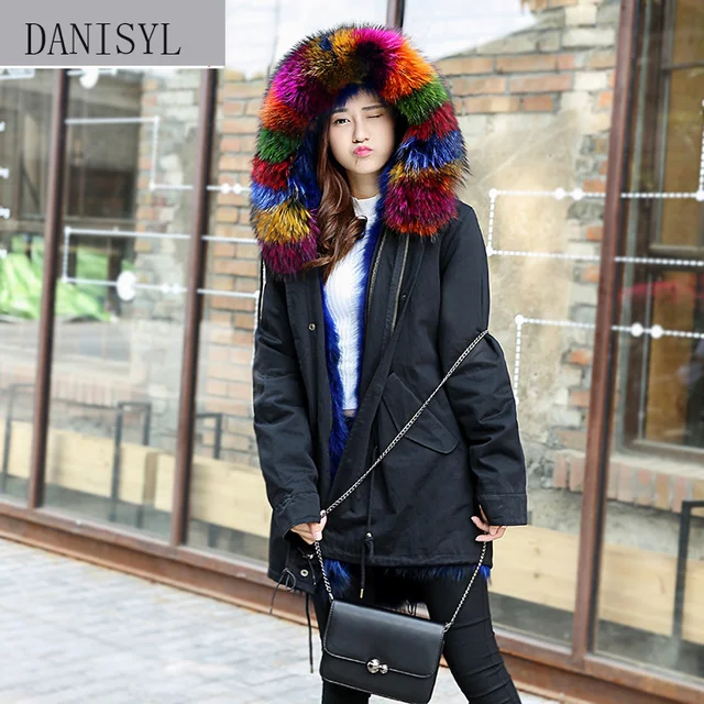 Best price at $168 Cheap 2016 Luxurious Winter Long Jacket Women Parkas Army Green Big Real Fox Fur Big Raccoon Collar Coat Women Outwear Top Quality 3XL