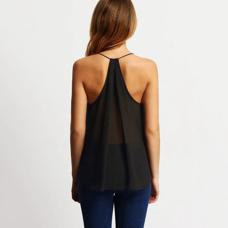 2019 Fashion Women's blouse Summer Multicolor Sling Chiffon shirt Solid V-neck Casual blouse Loose Female Top