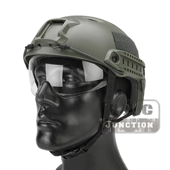 

Emerson Tactical Airsoft Fast Helmet Bump Jump BJ Type Combat Lightweight Modular OPS Helmet w/ Flip Down Visor + Side Rail