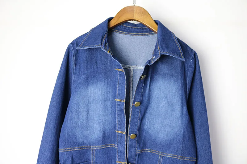 new Women Demin Jacket coat loose Sping Autumn Jeans Coat Vintage Women Lapel Long Sleeve Single Breasted Jacket