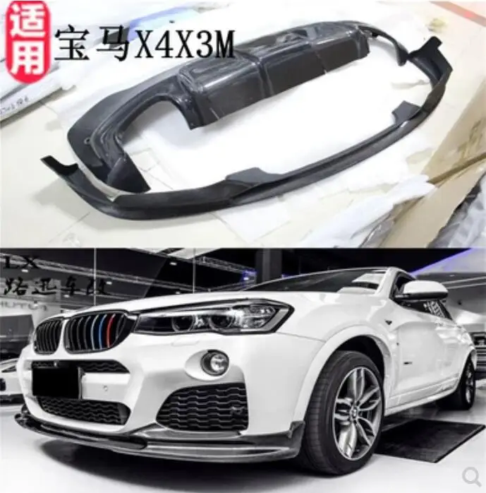 

Carbon Fiber CAR FRONT LIP BUMPER SPOILER & REAR TRUNK DIFFUSER COVER FOR BMW X3M F25 X4M F26 2014 2015 2016 2017 2018