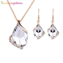 Jewelry-Sets Earrings Wedding-Necklaces Crystal Yunkingdom Fashion Women Geometric 