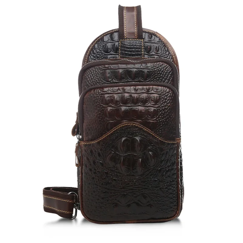 

Nesitu High Quality Vintage Coffee Real Skin First Layer Genuine Leather Men Messenger Bags Male Chest Bag M1305