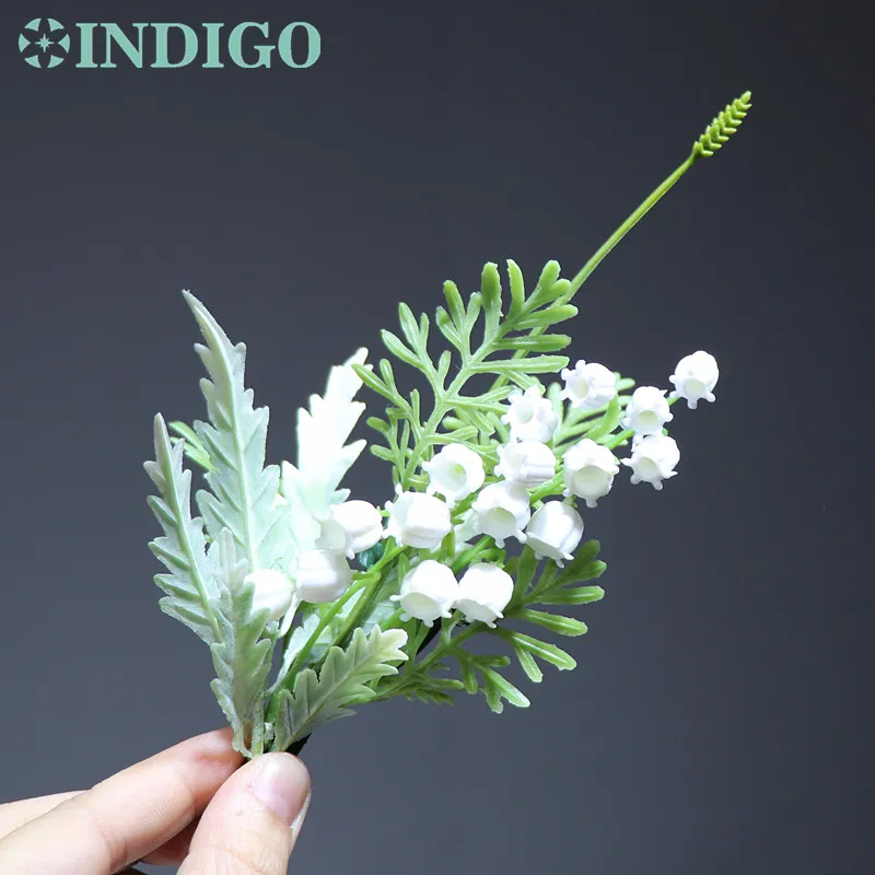 Индиго-белый конвальария букет пластиковый цветок невесты Свадебный букет пластиковый цветок события стол центральный
