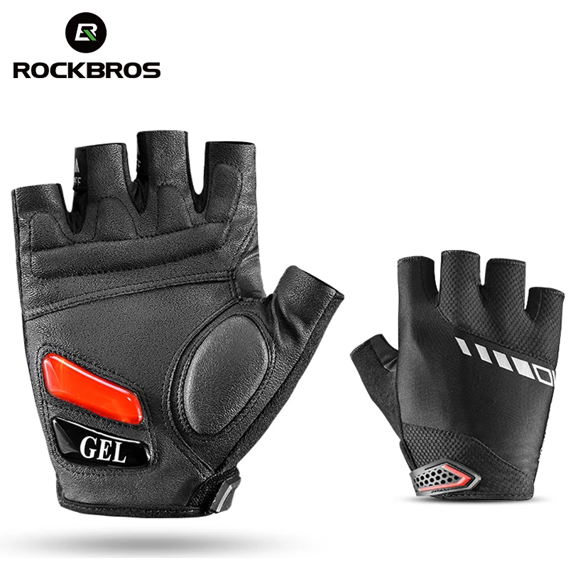 

RockBros Cycling Gloves Men's Half Finger Silicone Gel Thickened Pad SBR Shockproof Breathable Mtb Bicycle Bike Short Gloves