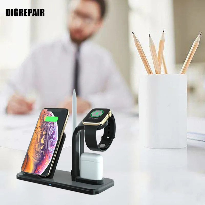 

3-in-1 Qi Wireless Charger for IPhone 8 X XS MAX XR Samsung Fast Charging Station for IWatch 4/3/2/1 AirPods Charging Bracket