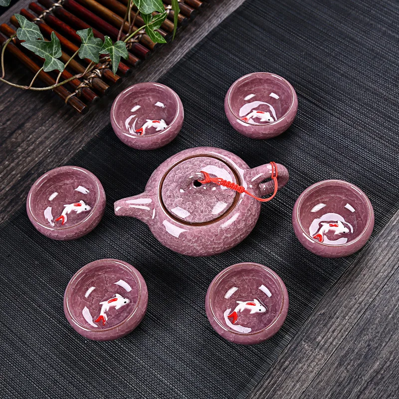 Чайный набор кунг-фу(семь частей), керамические чайные сервизы, чайная чашка, чайный сервиз для путешествий, посуда для кофе и чайные сервизы, Binglie Китай оптом