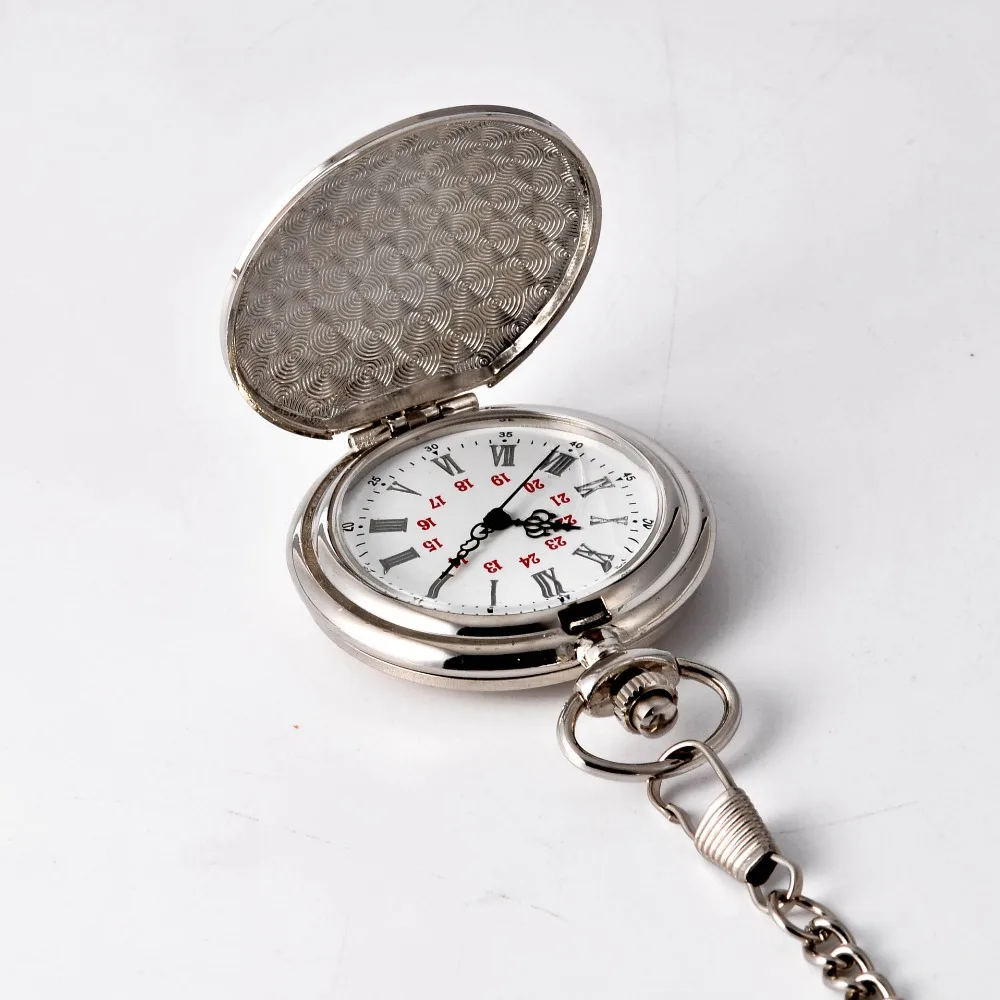 TFO Новое поступление серебро гладкой кварцевые карманные часы Fob цепи Best подарок для мужчин женщин мода стимпанк римские цифры reloj de bolsil
