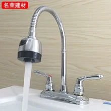 Двойной кран горячей и холодной раковины на раковине медная раковина для ванной комнаты три отверстия кухонный смеситель для ванной комнаты