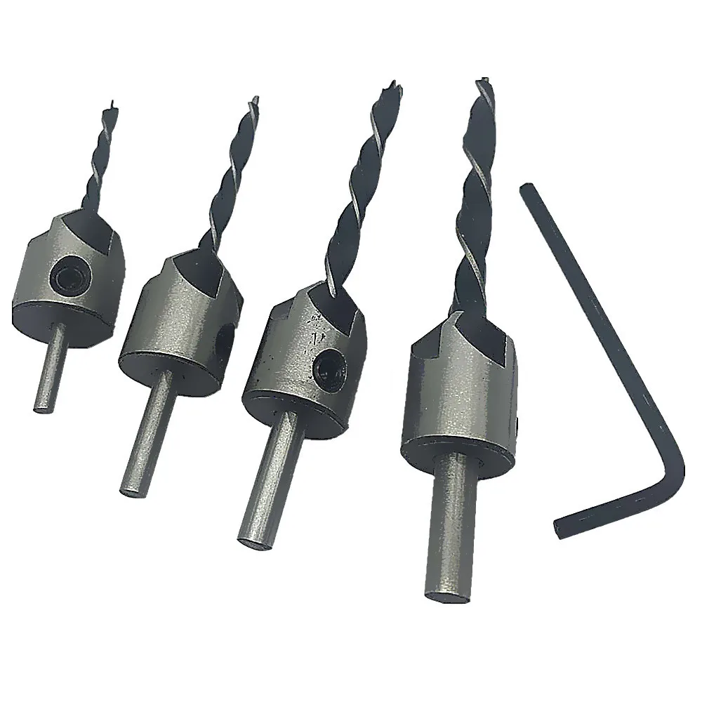 4pcs Hss 5 Flute Countersink Drill Bit Deburring Tool Set Carpentry
