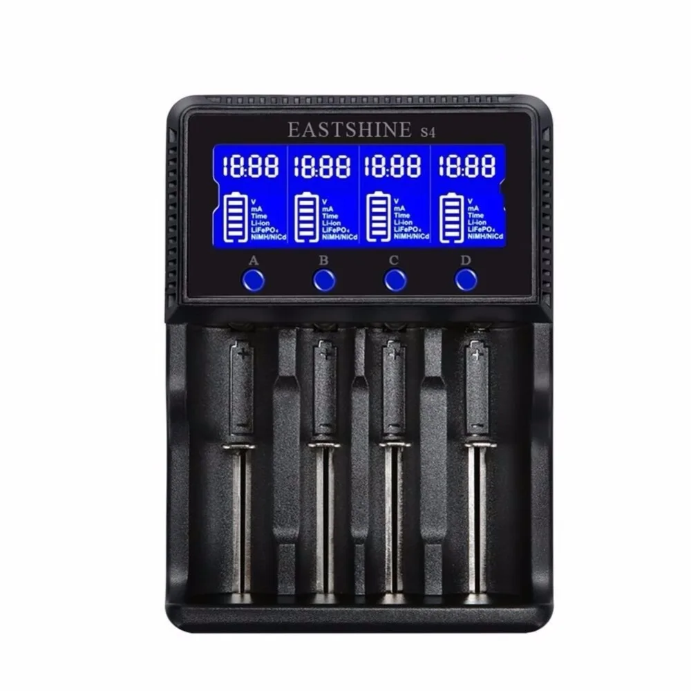 

EASTSHINE S4 LCD Display Speedy Universal Battery Charger, Smart Charger 4 Slots for Rechargeable Batteries PK Nitecore D4 D2