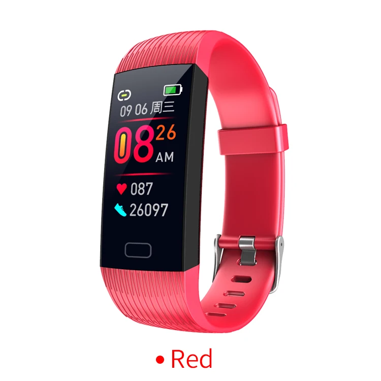 Умный Браслет ESEED Z6 с экраном 1,14 дюйма, пульсометр, кровяное давление, IP67, фитнес-браслет для здоровья, часы pk mi band 4 honor band 5 - Цвет: Red