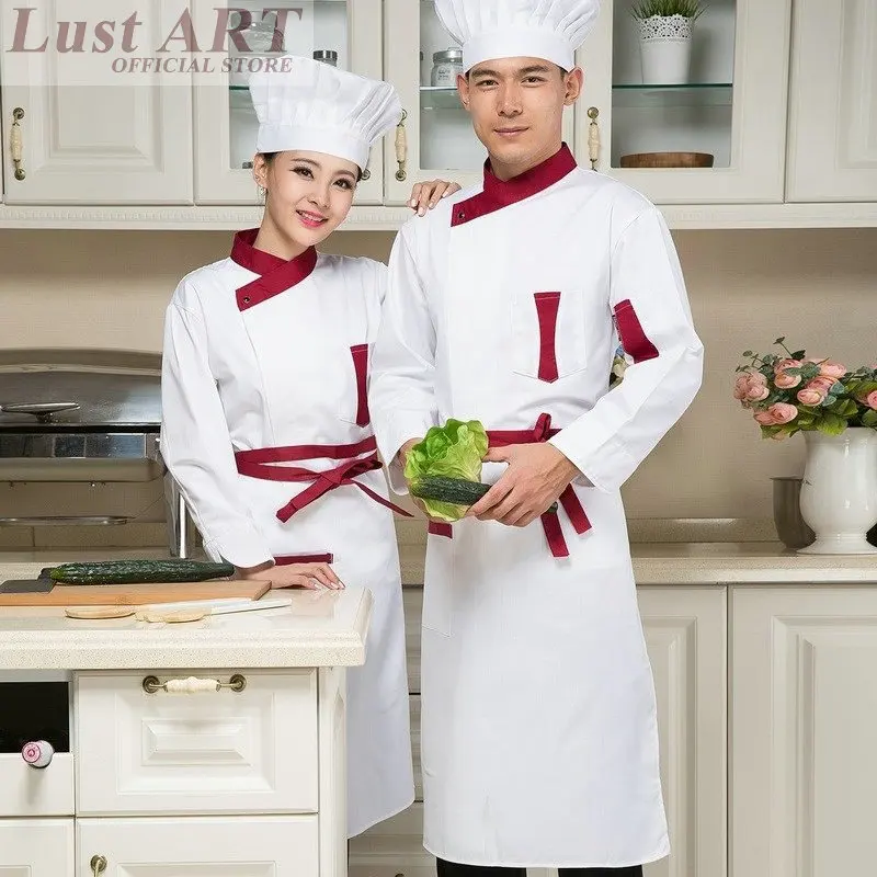 Food Service chef jacket white red black restaurant cook clothes hotel